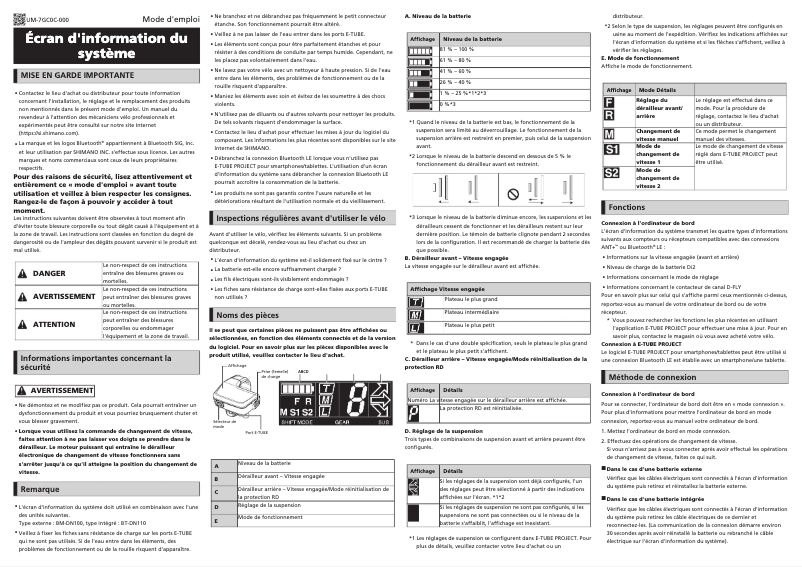 Page n°1 - Manuel utilisateur Shimano SC-MT800