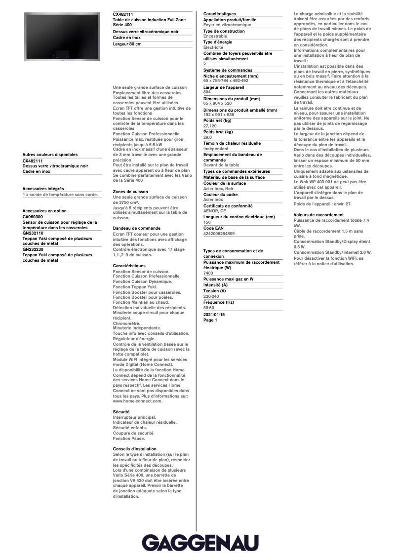 Image de la première page du manuel de l'appareil CX482111