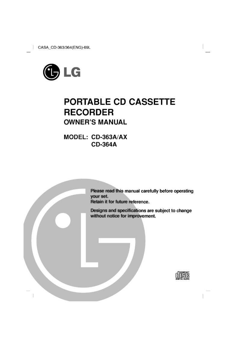 Image de la première page du manuel de l'appareil CD-364A