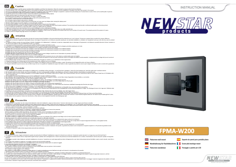 Page n°1 - Manuel utilisateur Newstar FPMA-W200