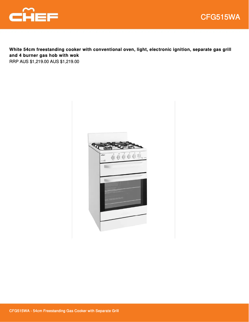 Image de la première page du manuel de l'appareil CFG515WALP