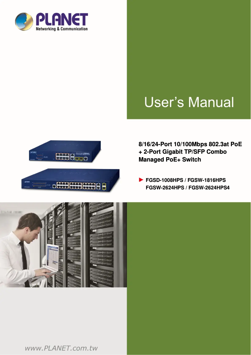 Page 1 de la notice Manuel utilisateur Planet FGSW-2624HPS4