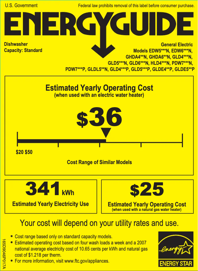Page 1 of the manual Energy Label GE GLD4650NCS