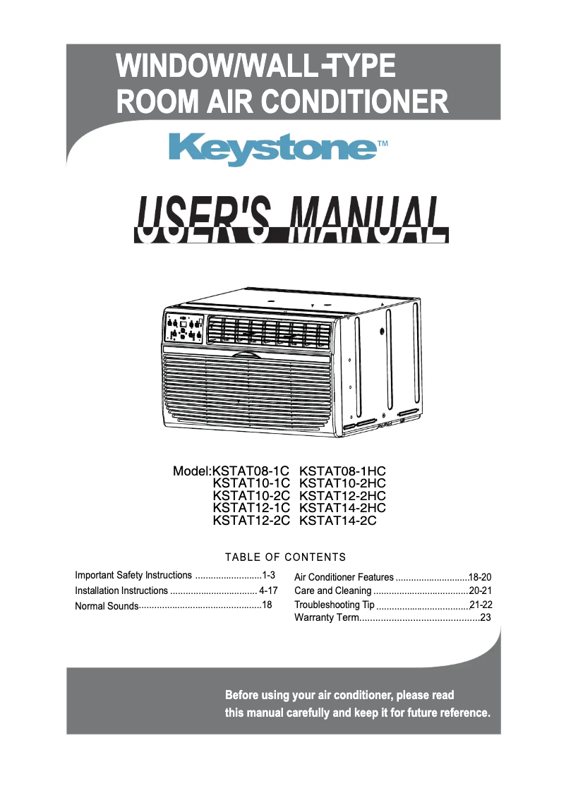 Page n°1 - Manuel utilisateur Keystone KSTAT12-2C