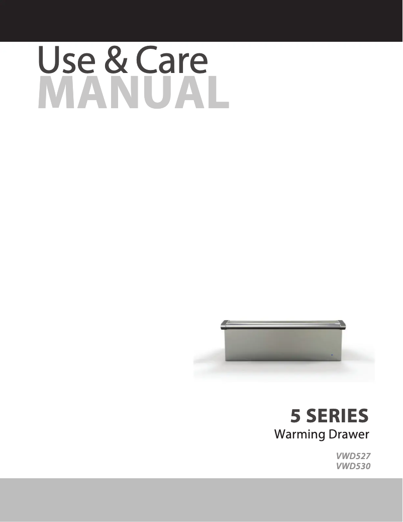 Page n°1 - Manuel d'utilisation et d'entretien Viking VWD530SB