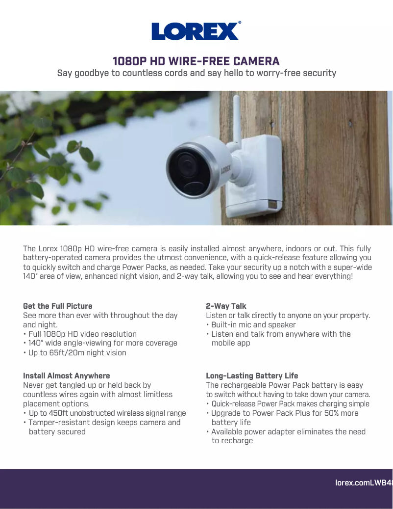 Página 1 del manual Ficha técnica Lorex LWB4801
