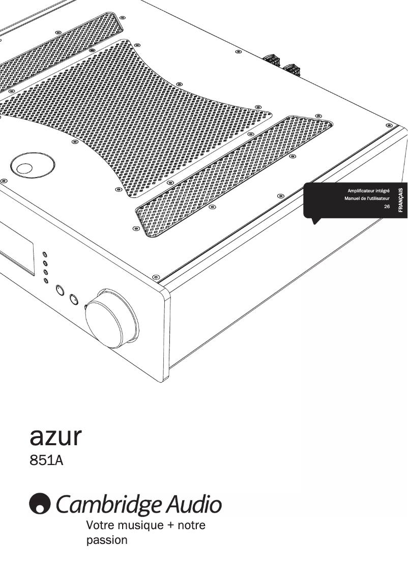 Page 1 de la notice Manuel utilisateur Cambridge Azur 851A