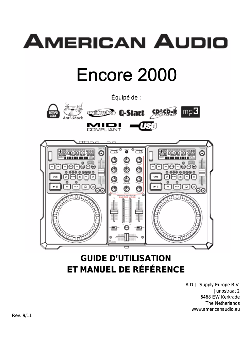 Page 1 de la notice Manuel utilisateur American Audio Encore 2000