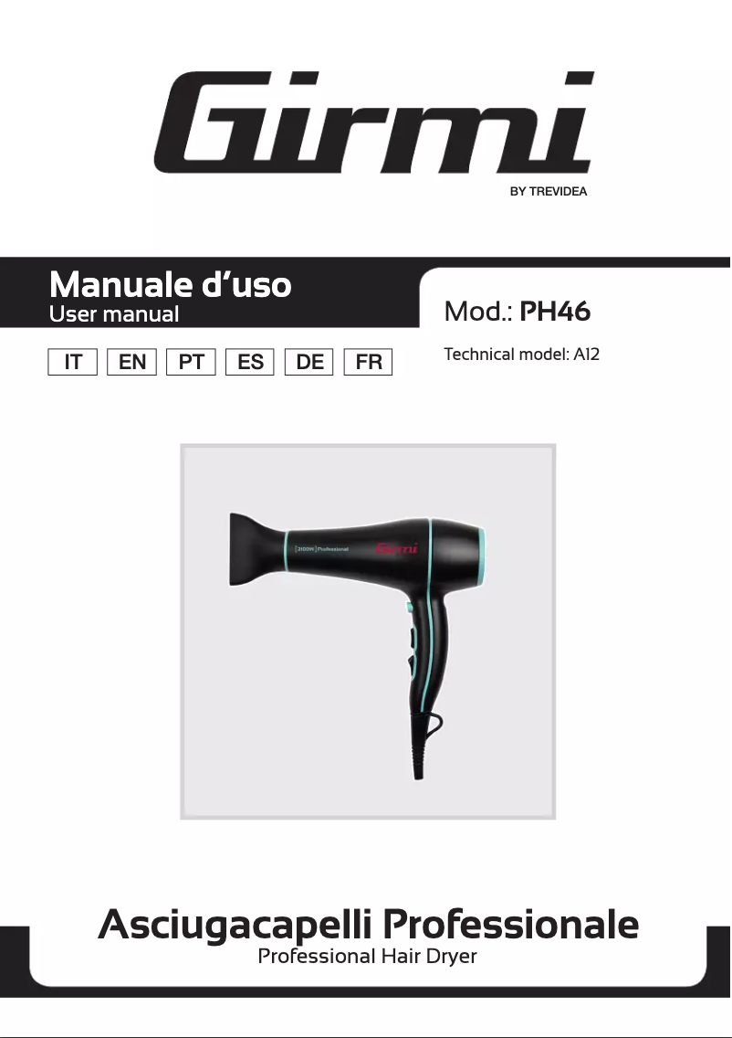 Page 1 de la notice Manuel utilisateur Girmi PH46