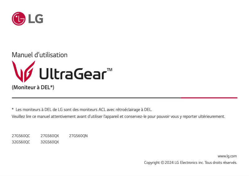 Page 1 of the manual User Manual LG UltraGear 27GS60QC