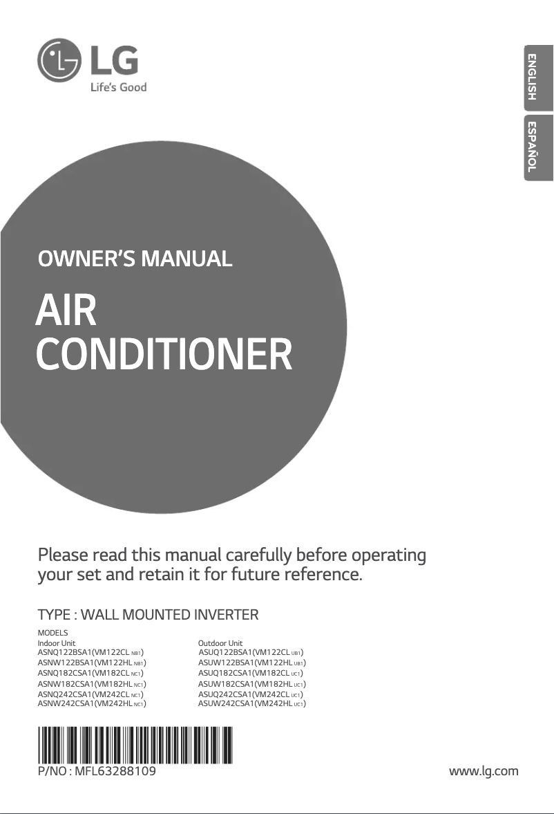Page 1 de la notice Manuel utilisateur LG VM182HL