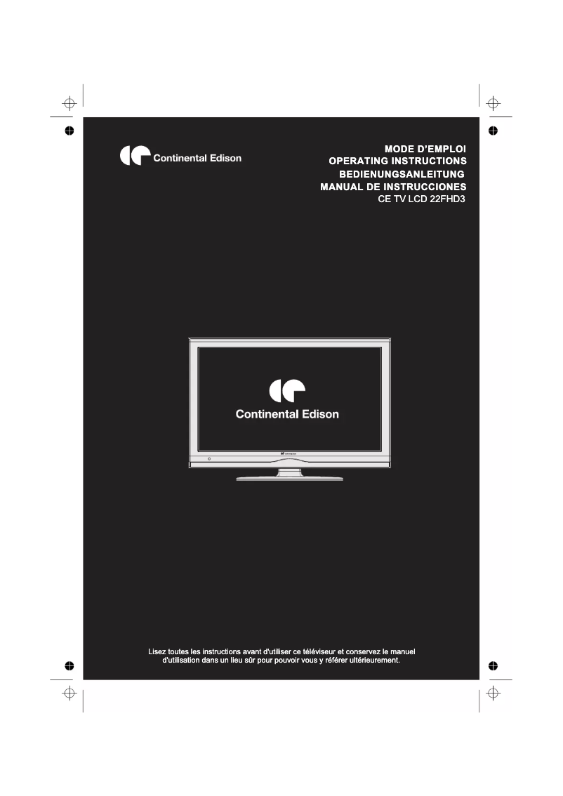 Page 1 de la notice Manuel utilisateur Continental Edison CETVLCD22FHD3