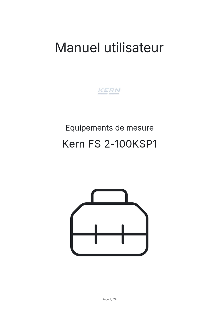 Image de la première page du manuel de l'appareil FS 2-100KSP1