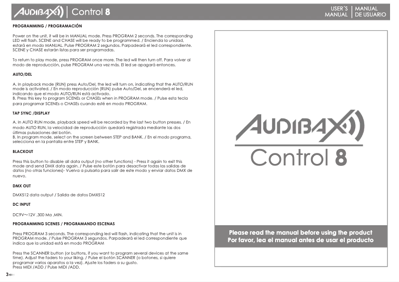 Page 1 de la notice Manuel utilisateur Audibax Control 8