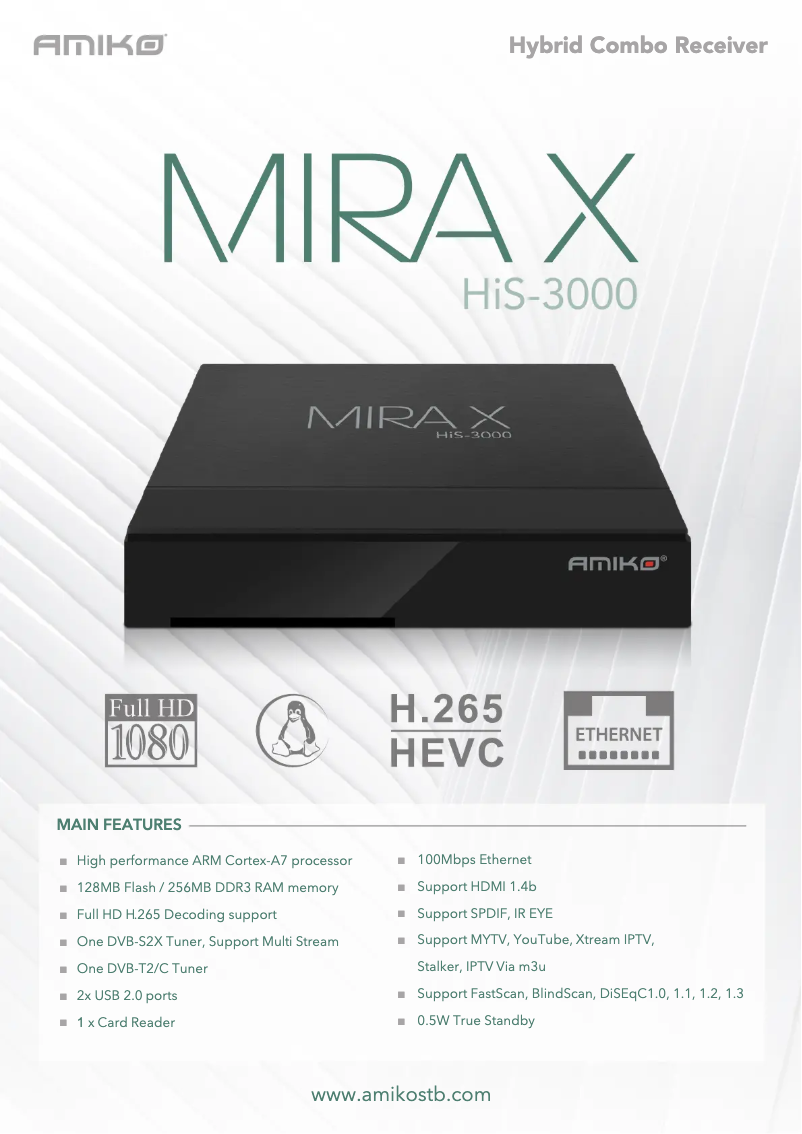 Page n°1 - Manuel utilisateur Amiko MiraX HiS-3000