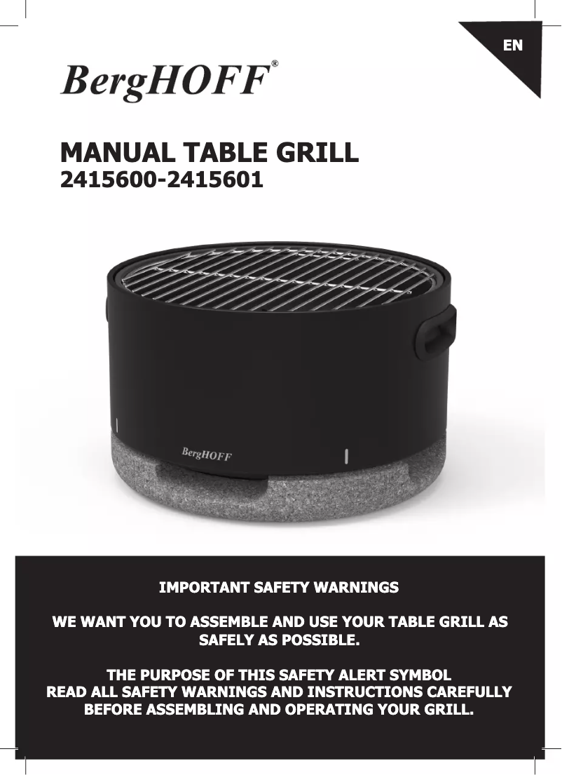 Page 1 de la notice Manuel utilisateur Berghoff Table 2415601