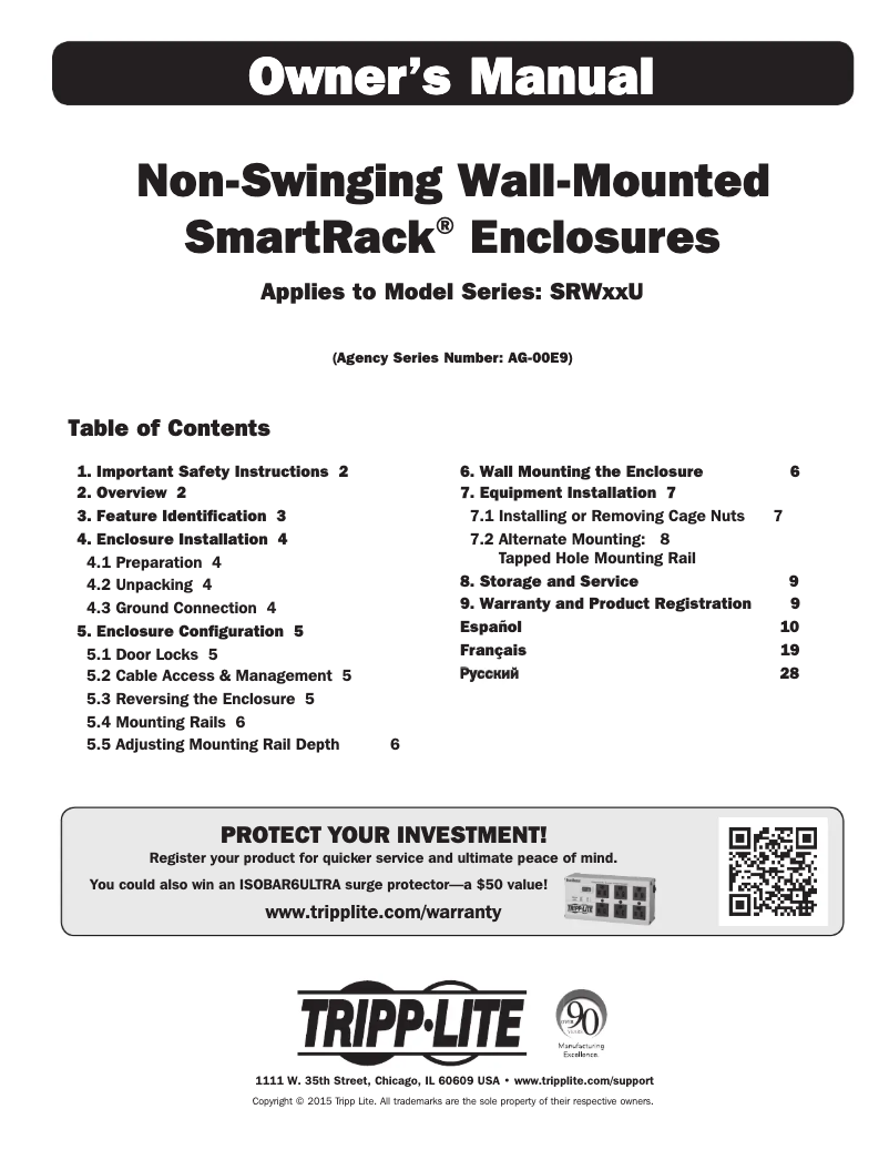 Page n°1 - Manuel utilisateur Tripp Lite SmartRack SRW9UDPW