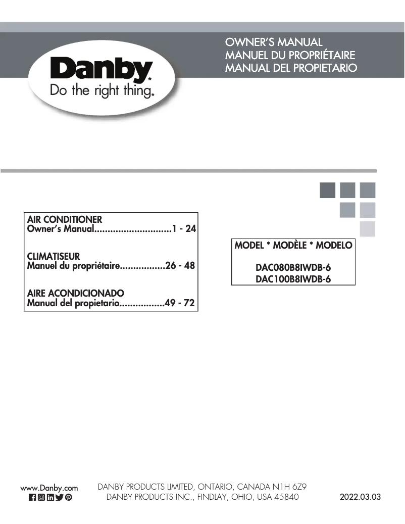 Página 1 del manual Manual de usuario Danby DAC100B8IWDB-6