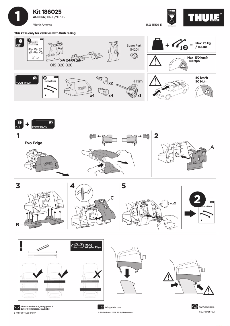 Page n°1 - Manuel utilisateur Thule Kit 186025
