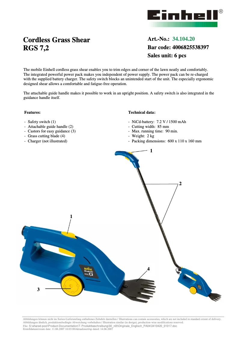 Image de la première page du manuel de l'appareil Royal RGS 7,2