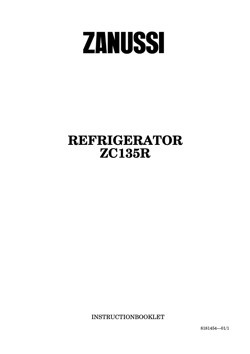 Page 1 de la notice Manuel utilisateur Zanussi ZC135R