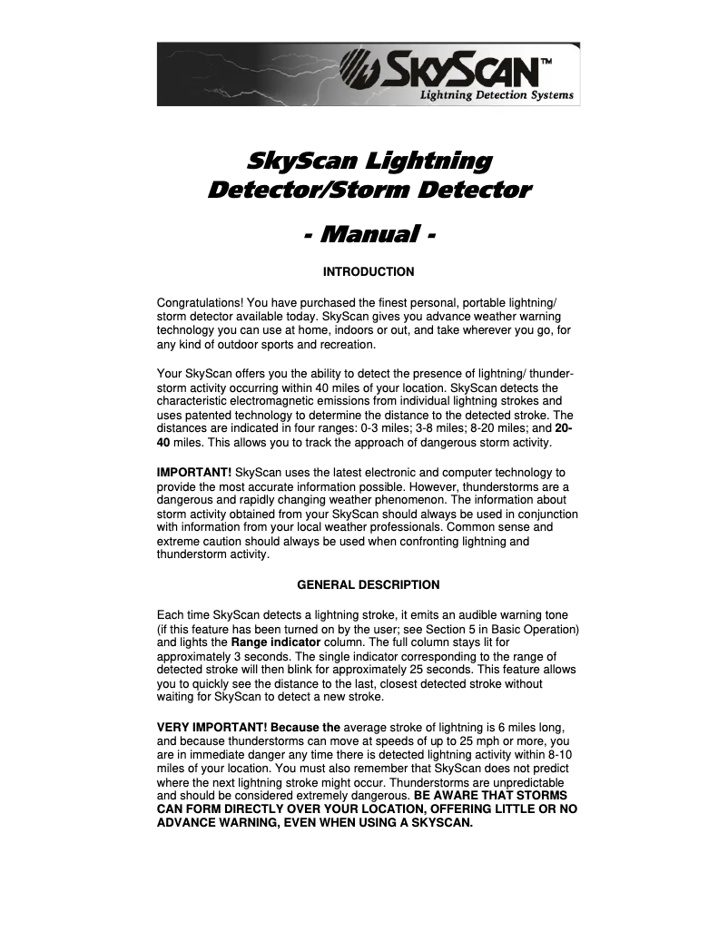 Page 1 de la notice Manuel utilisateur Skyscan P5