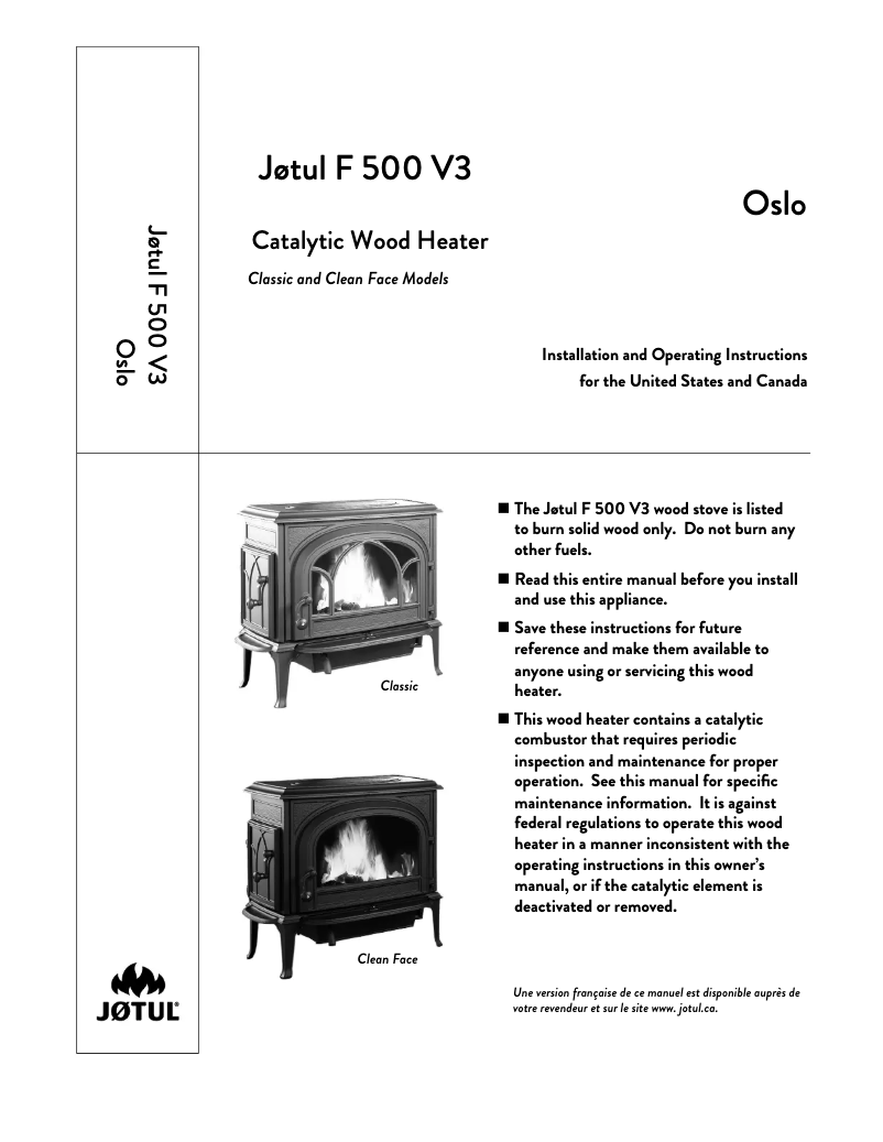 Página 1 del manual Manual de usuario Jøtul F 500 V3 Oslo