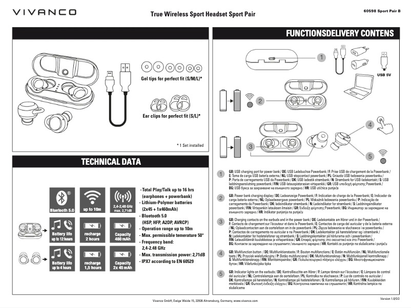 Imagen de la primera página del manual del dispositivo Sport Pair