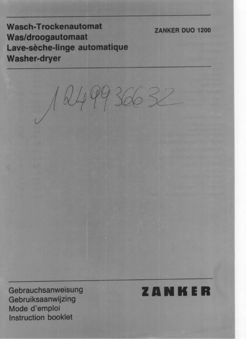 Page n°1 - Manuel utilisateur Zanker DUO 1200