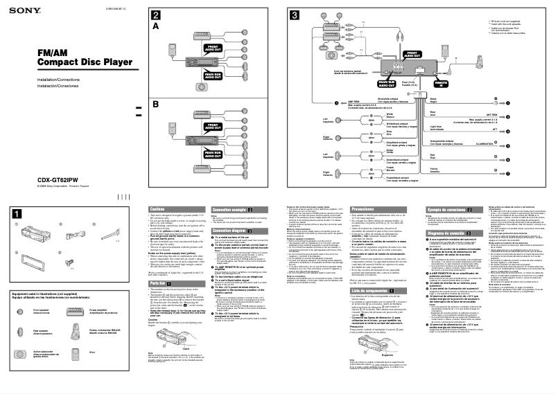 Page n°1 - Guide d'installation Sony CDX-GT62IPW