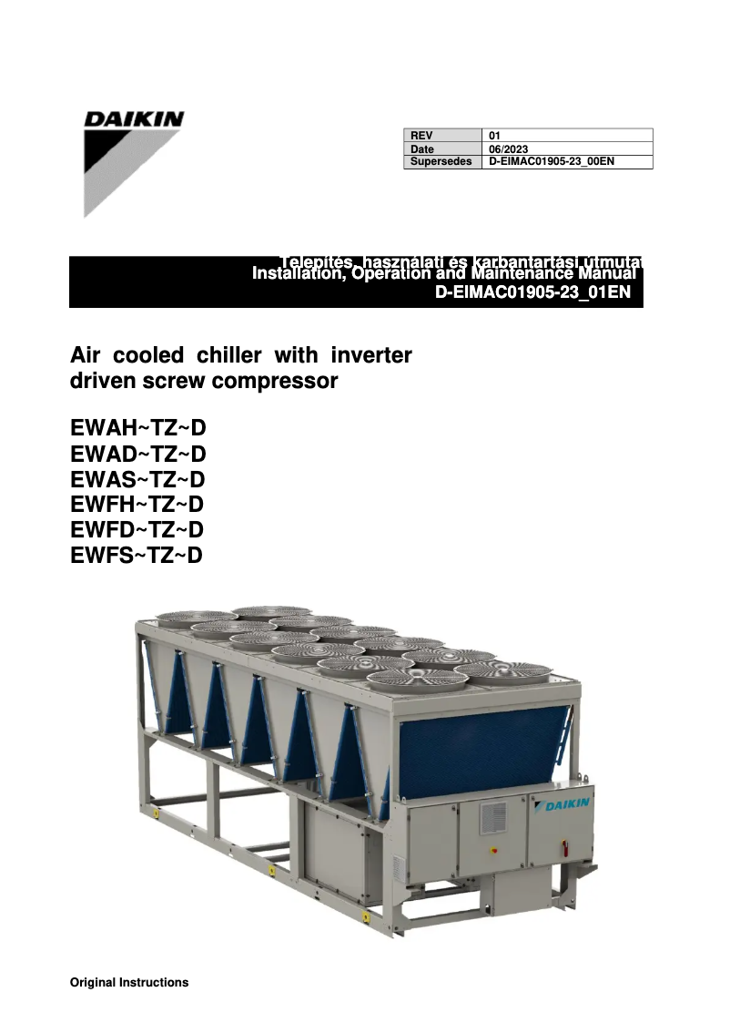 Page 1 de la notice Guide d'installation Daikin EWADH12TZSSC2
