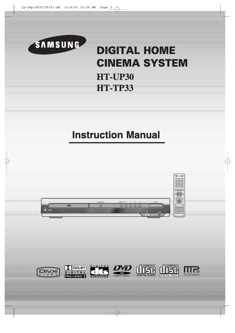 Page n°1 - Manuel utilisateur Samsung HT-TP33