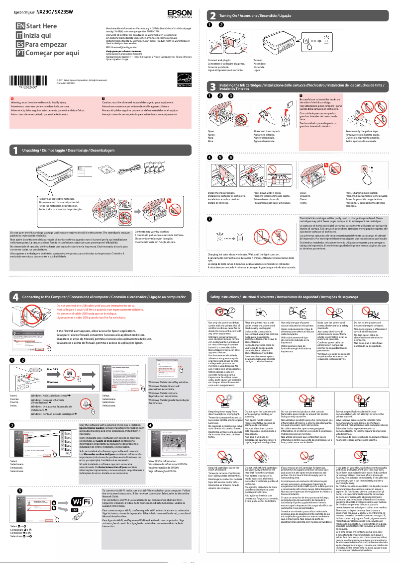 Page 1 de la notice Guide d'installation Epson Stylus SX235W