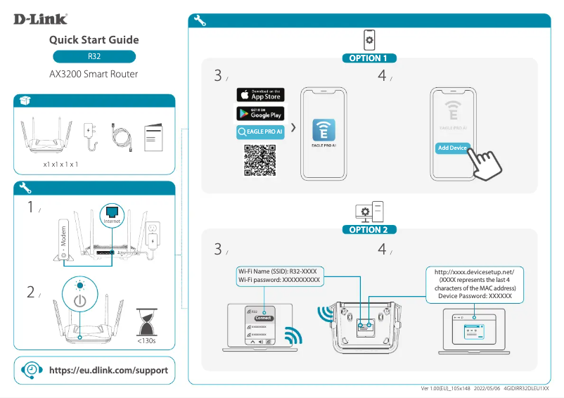 Page 1 de la notice Guide d'installation D-Link Eagle Pro AI R32