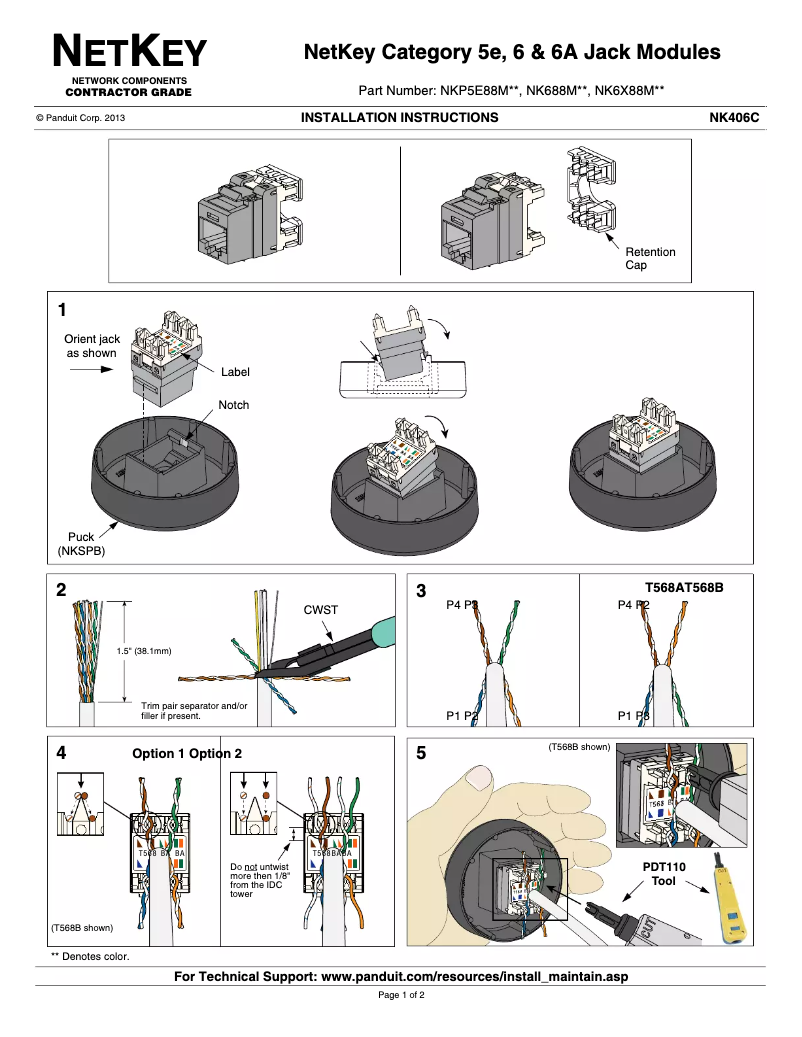 Page n°1 - Manuel utilisateur Panduit NKP5E88MIW