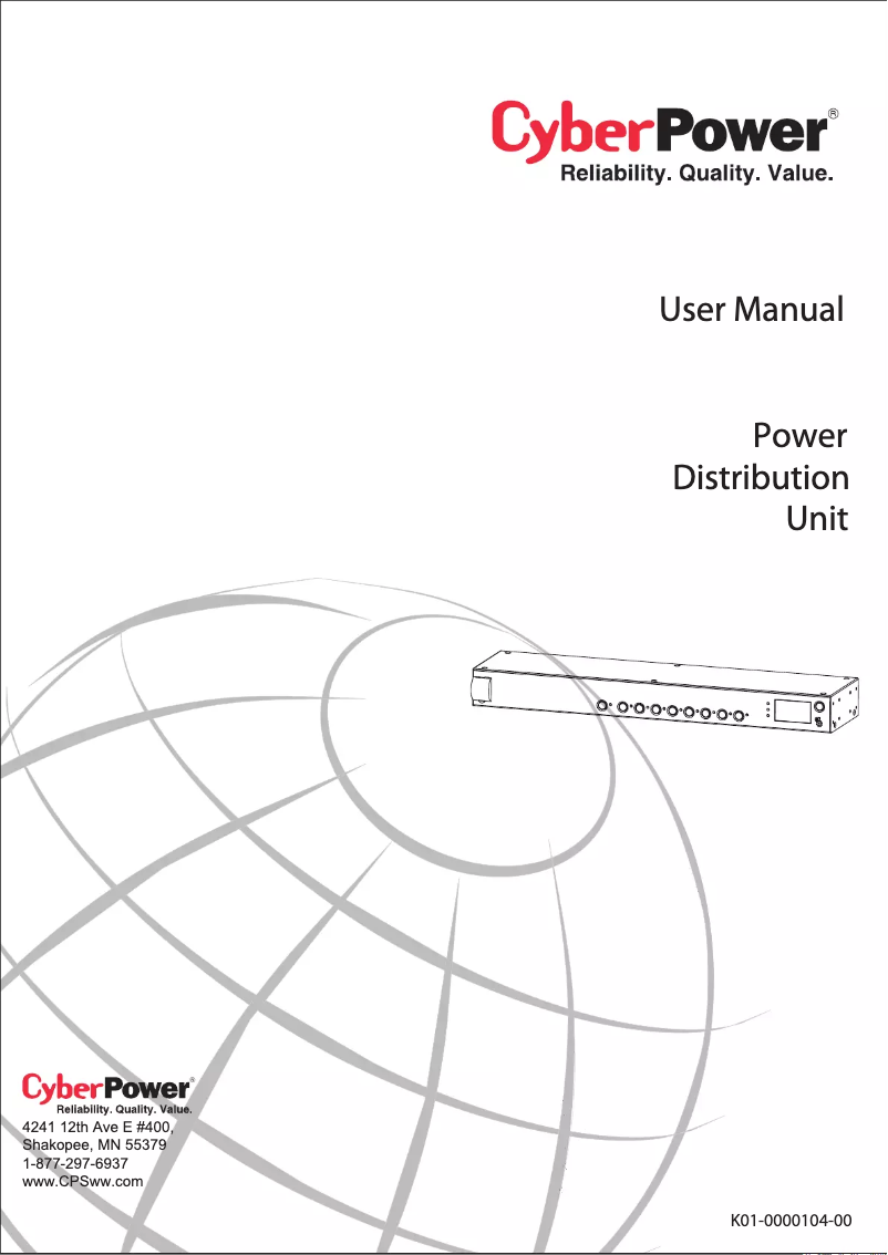 Page n°1 - Manuel utilisateur CyberPower PDU20SW8RNET