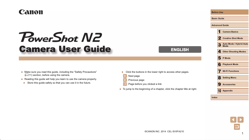 Page 1 de la notice Manuel utilisateur Canon PowerShot N2