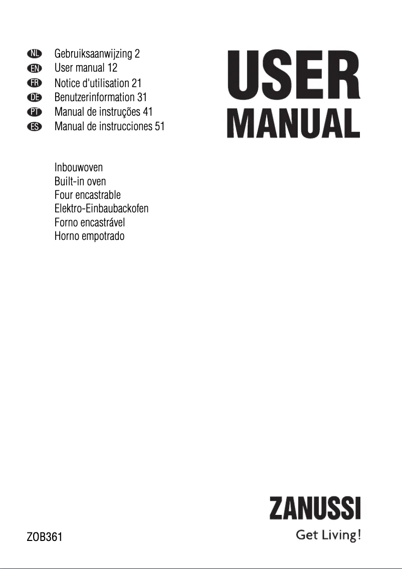 Image de la première page du manuel de l'appareil ZOB361B