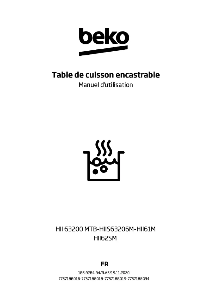 Page 1 de la notice Manuel utilisateur Beko HIIS63206M