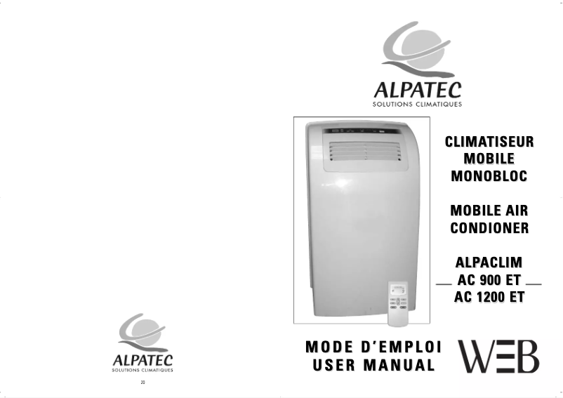 Page 1 de la notice Manuel utilisateur Alpatec AC 900 ET