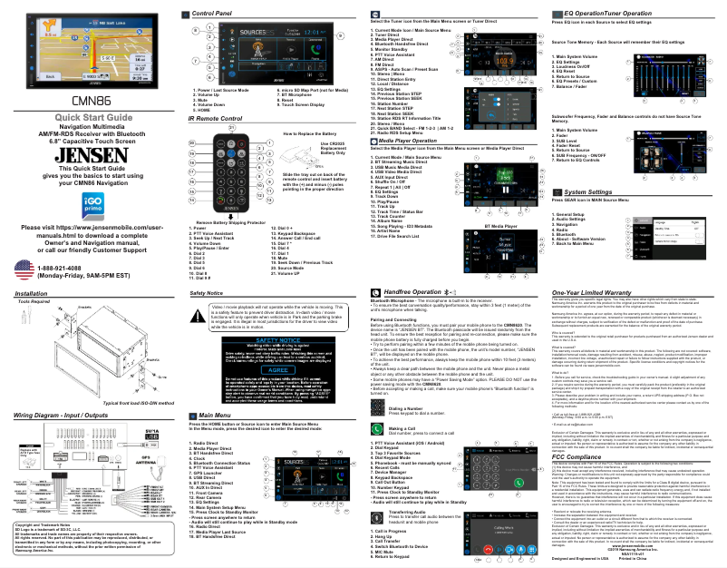 Página 1 del manual Guía de inicio rápido Jensen CMN86