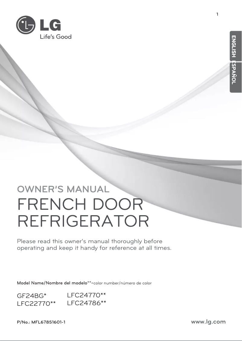 Page 1 de la notice Manuel utilisateur LG LFC24770S