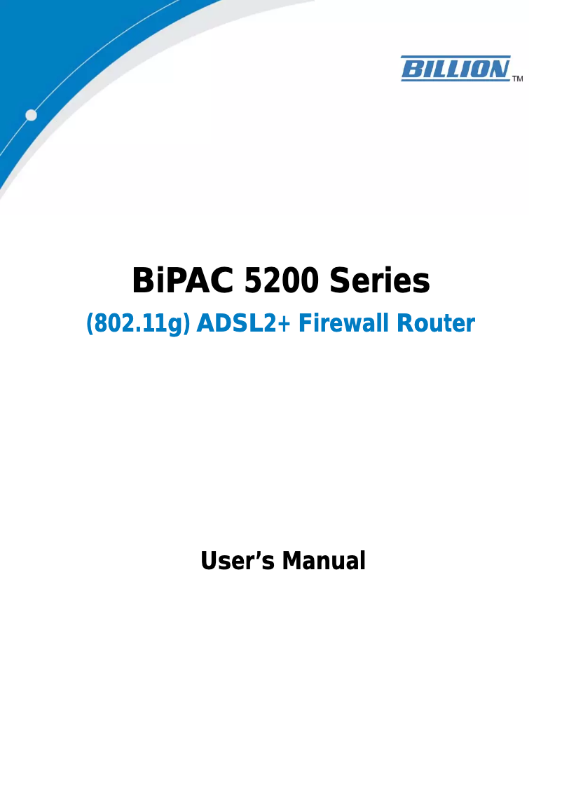 Page n°1 - Manuel utilisateur Billion BiPAC 5200G-R4