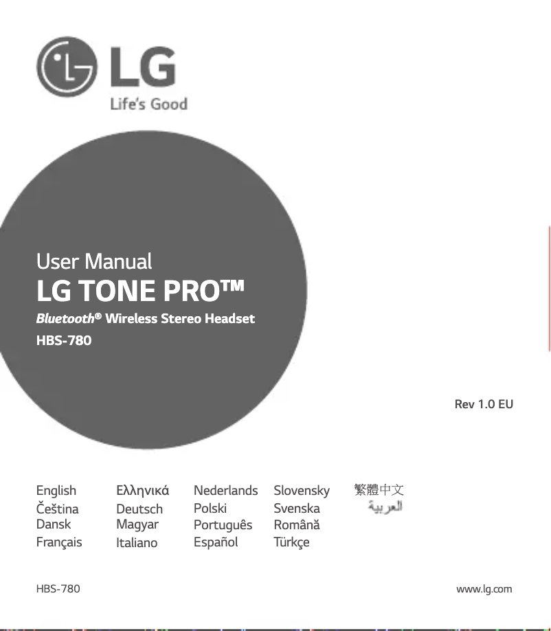 Page n°1 - Manuel utilisateur LG Tone Pro HBS-780