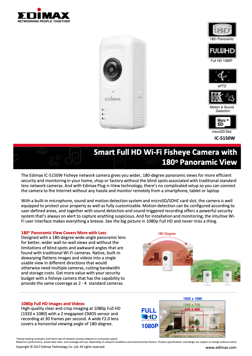 Page 1 de la notice Fiche technique Edimax IC-5150W