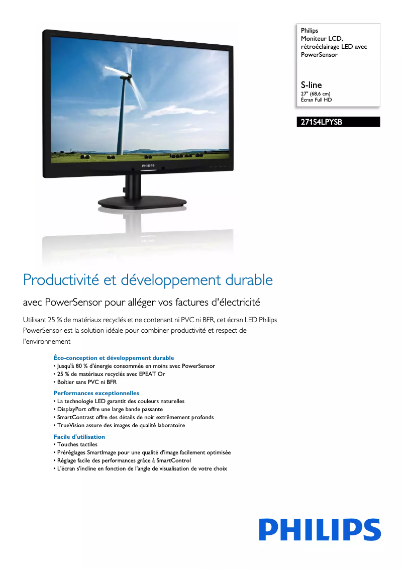 Image de la première page du manuel de l'appareil Brilliance 271S4LPYSB