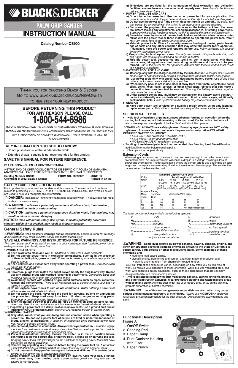 Page n°1 - Manuel utilisateur Black & Decker QS900