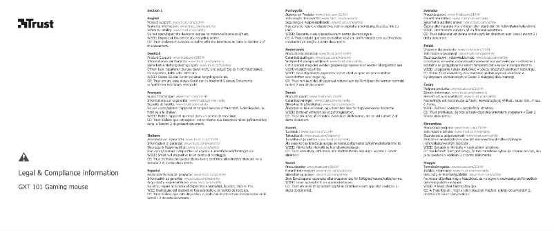 Page 1 de la notice Manuel utilisateur Trust GXT 101