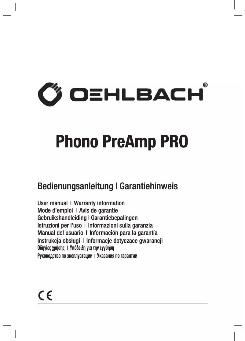 Page 1 de la notice Manuel utilisateur Oehlbach Phono PreAmp PRO