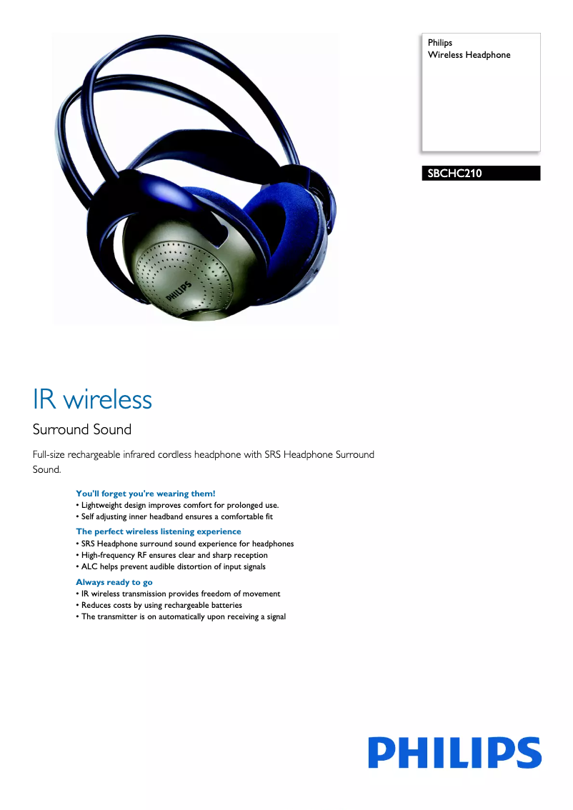 Page n°1 - Fiche technique Philips SBCHC210